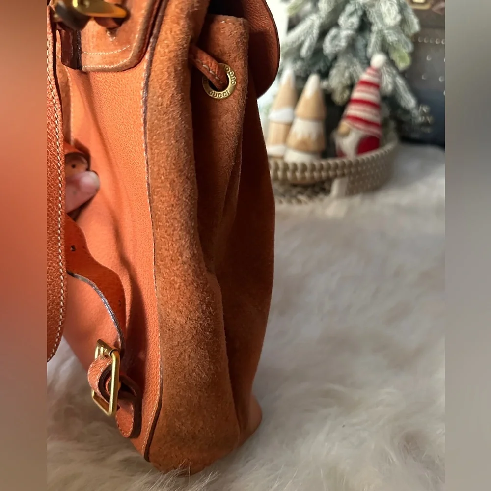 Gucci Suede Backpack with Bamboo Handle - Picture 13 of 15